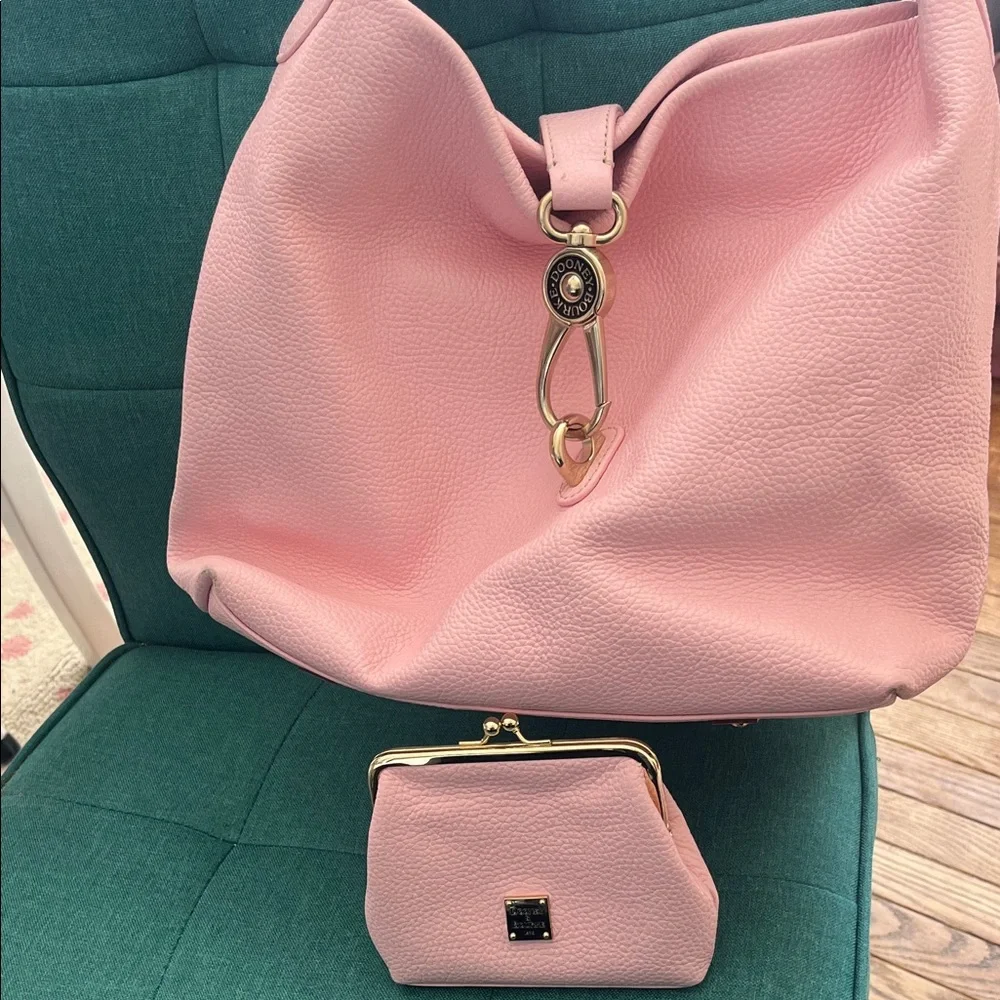 Dooney and Bourke Logo Lock Hobo Pink Leather Bag